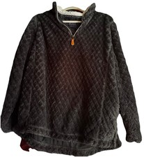 Simply Southern Reversible 1/4 Zip Fleece Quilted Mock Neck Sweatshirt Med.