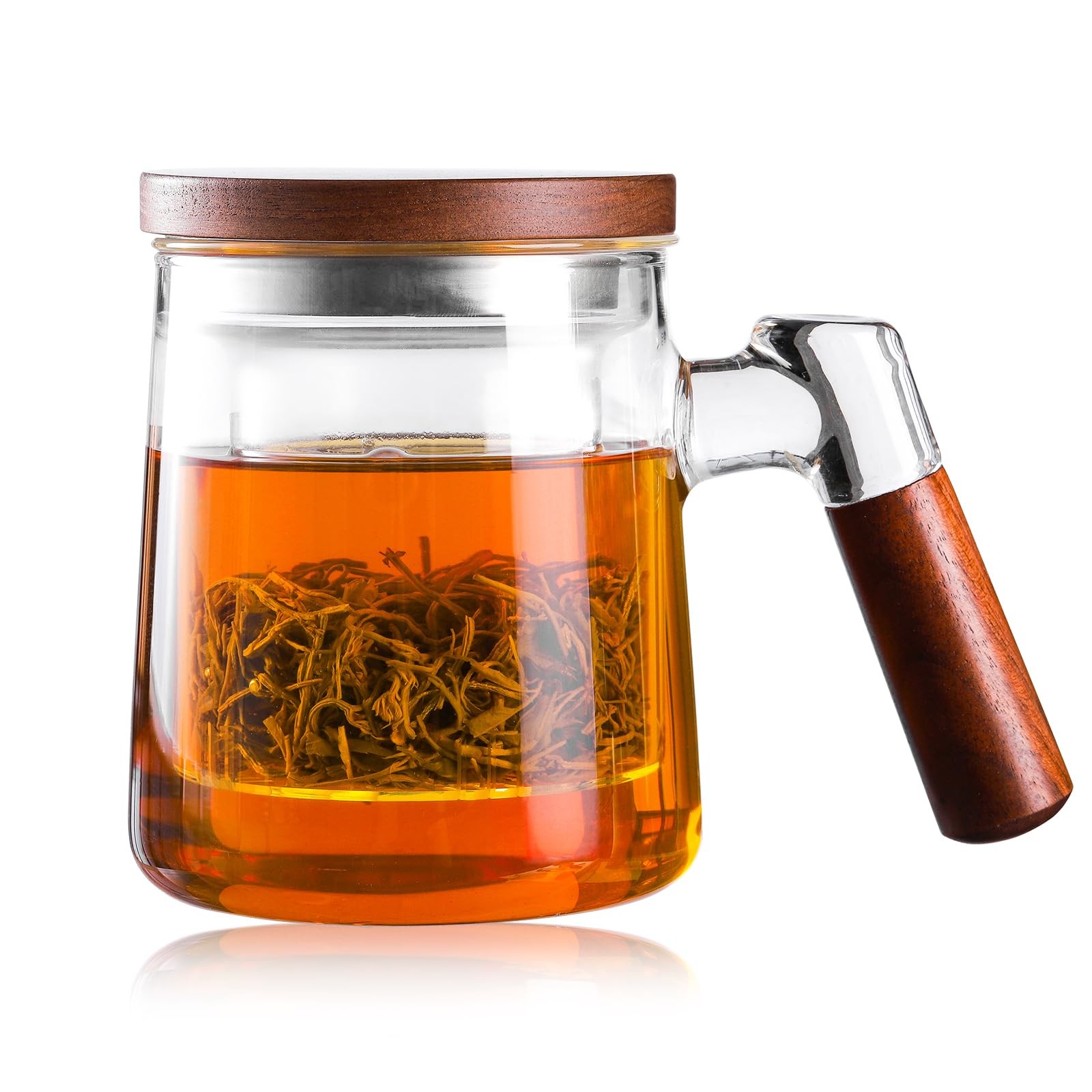 Mug With Glass Infuser For Loose Leaf Heat Resistant Wooden 