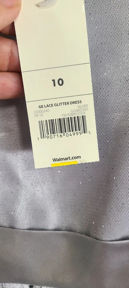 Девочек размер 10 Серебряное платье трапеции и кружева с бантом официальный картина Рождество... - Изображение 4 из 4