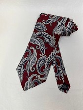 NEW Stafford Mens Red Paisley Multi Color 100 Silk Tie Made in USA