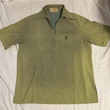 Vintage Iolani Hawaiian Shirt M Executive Green Zippered Pullover Hawaii