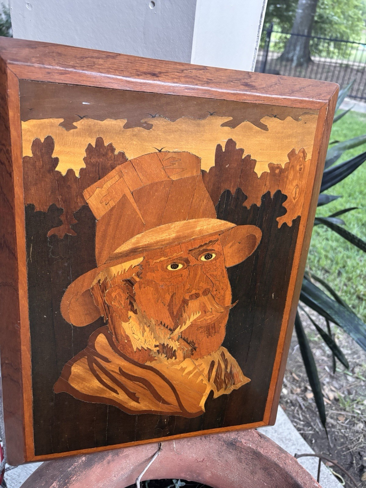 Vintage Marquetry Mosaic Wood art 14” X 16”