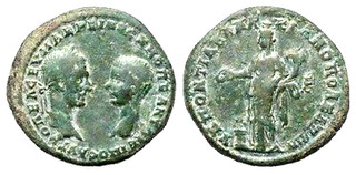 Prov.romaine MACRIN et DIADUMENIEN Pentassaria(AE27) Marcianopolis ex G Naumann