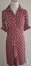 Laundry By Shelli Segal, Red and Black Geometric Pattern Retro Dress Sz 2