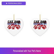 Custom Cat Set of 2 Ornament Personalized Pet Name Dog Lover Owner Gift