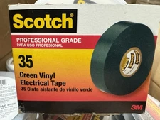 (10 Rolls) 3M 35 Pro Grade Scotch Vinyl Electrical Tape, 3/4 in x 66 ft, Green