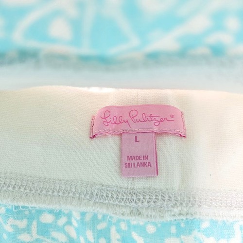 LILLY PULITZER Pull On Beach Linen Skirt ICE CAKE BLUE size L Coastal Vacation - Picture 4 of 5