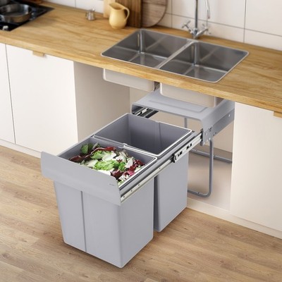 19.29*13.78*16.93in 40L Double Pullout Recycling Garbage Trash Can, Waste Bin