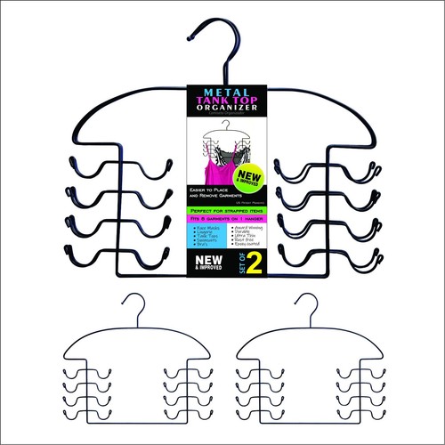 DR . ORGANIZER 2 pc set, Tank Top Closet Organizer Hangers - Black Steel, USA...