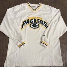 Vintage 90s Green Bay Packers Sweatshirt Mens Lee Sport V neck NFL White Medium