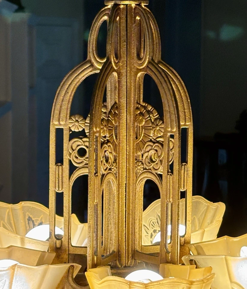  Lightolier 装饰艺术滑灯罩夹具“Stylux” - 卓越和教授重新接线!  — 第 2/4 张图片