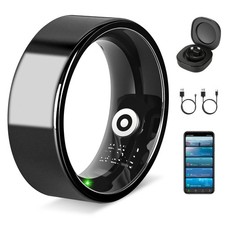Titanium Steel Smart Health Ring with Charging Case for Sleep Activity Tracker