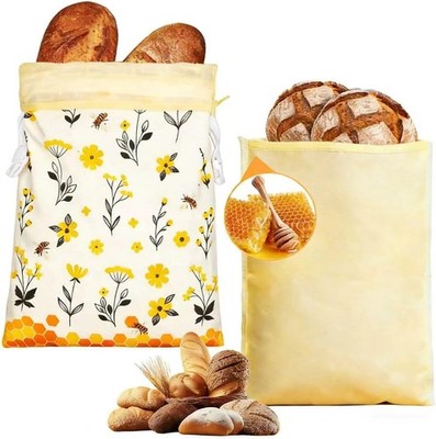 Reusable Beeswax Bread Bags for Homemade Bread & Sourdough, [3 Pack] 2 Natura...