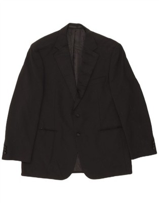 Marks & Spencer Herren 2 Knopf Blazer Sakko UK 42 Large Schwarz Polyester AZ13