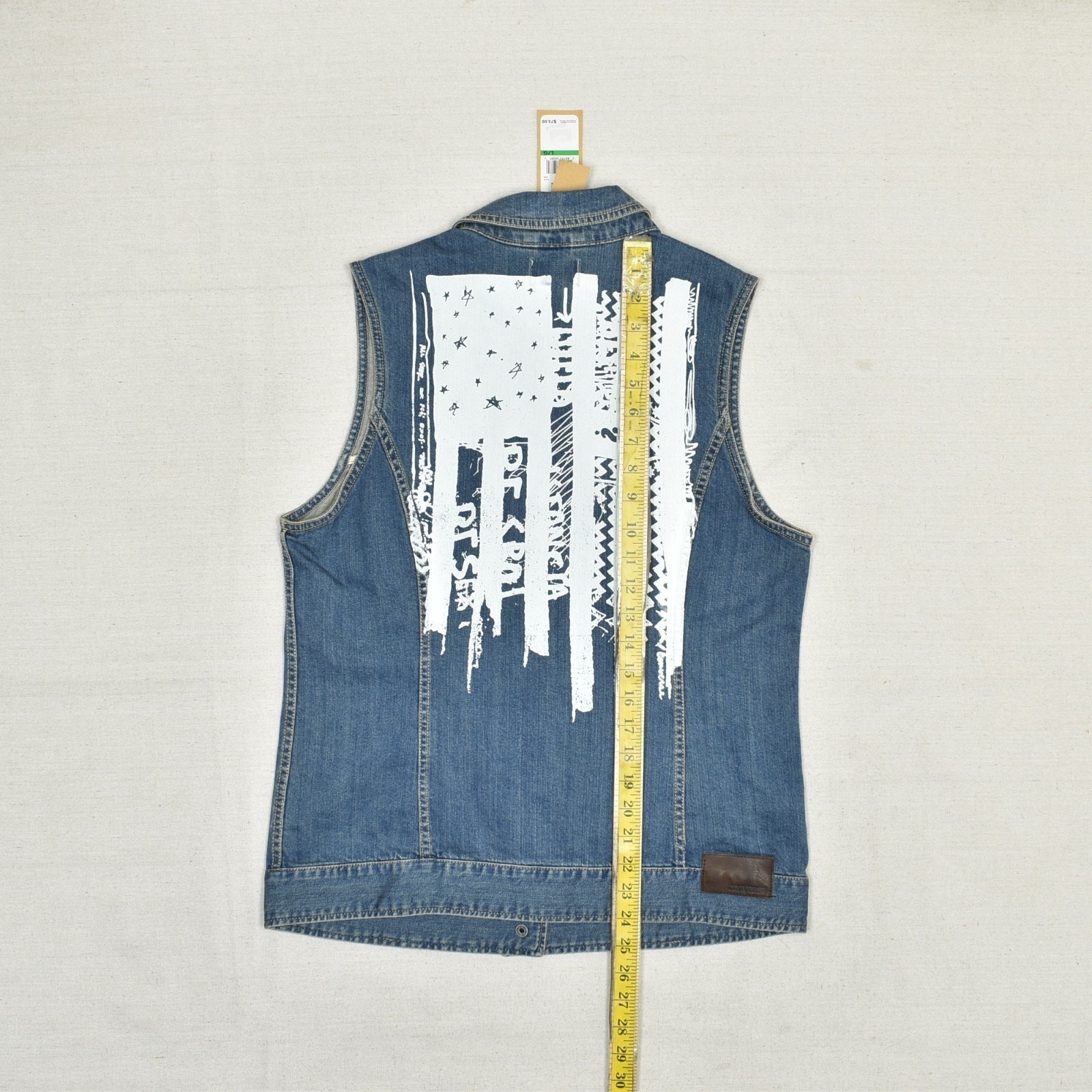 NEW Converse Men Snap Denim Vest Jacket Cotton Blend Blue Size L All Star Flag thumbnail 6