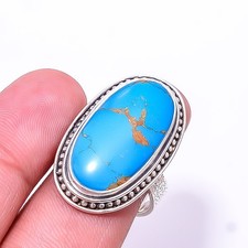 Copper Blue Turquoise 925 Sterling Silver Ring S.8.5 R24, Christmas Gift