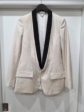 stella mccartney cream wool blazer with contrasting black shawl lapel