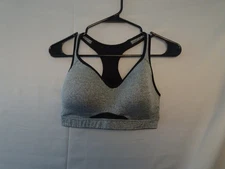 Old Navy Active Sports Bra Womens 34D Gray Black Go-Dry High Support Racerback