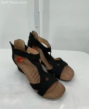 Adrienne Vittadini Black Trilden Wedge Sandal Women 9.5