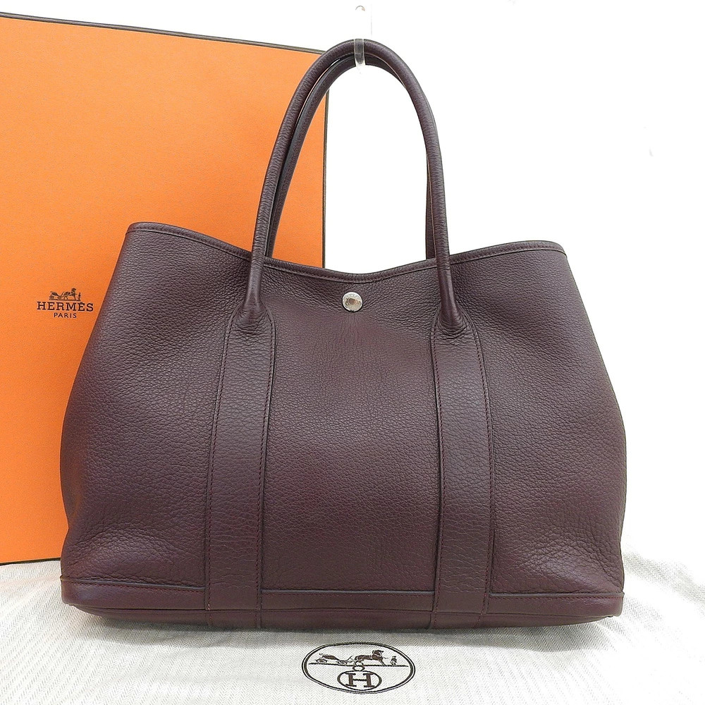 Hermes Garden Party PM Tote Negonda Leather Bordeaux with Box Unisex Bag #TYB902