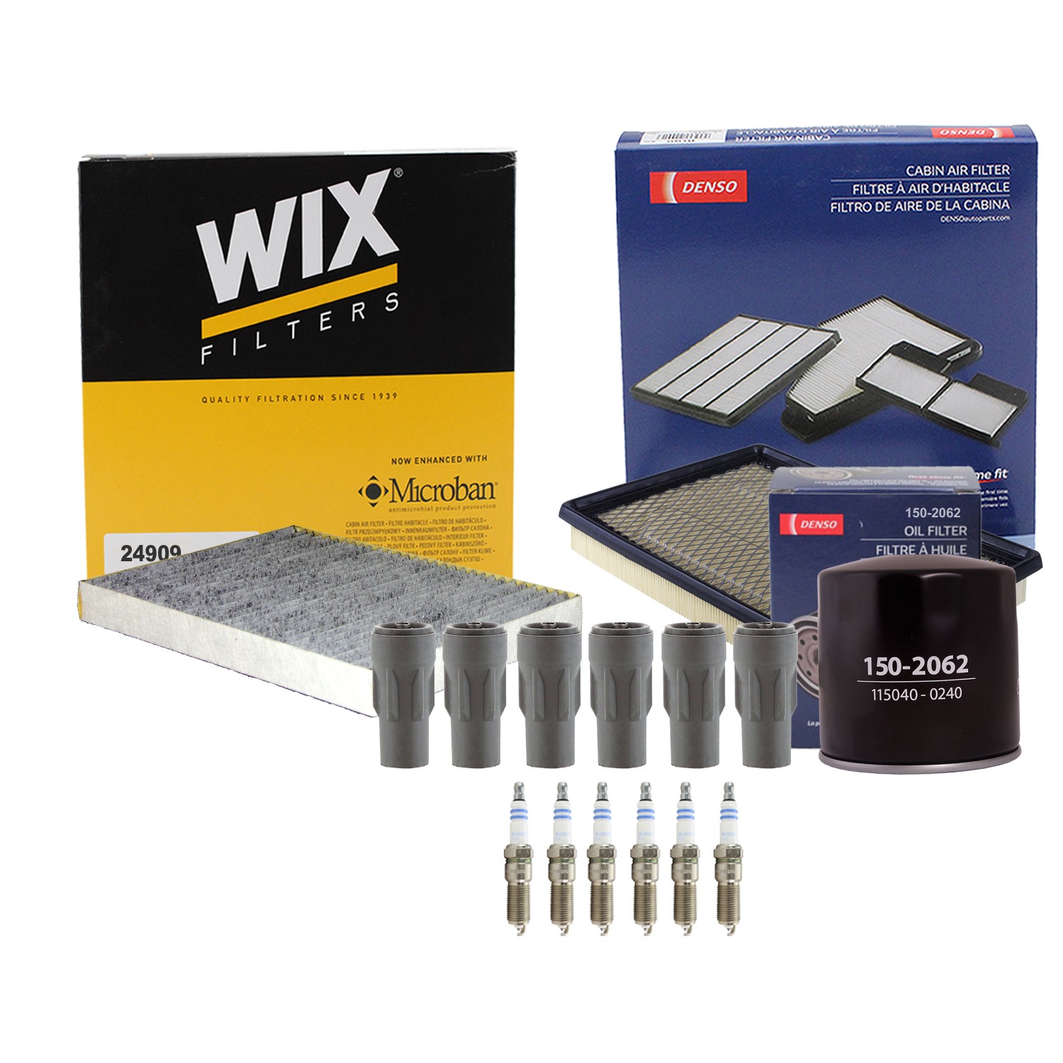 Denso Tune Up Kit Bosch 6 Spark Plugs  Boots Kit for 300 Charger Magnum 2.7L V6