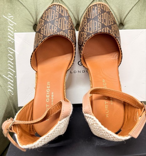 Kurt Geiger Brown Synthetic Summer Monty Monogram Women Shoes - Size 6/39 - Picture 3 of 9