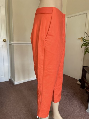 M&S Trousers Orange Slim Cropped High Rise Elastic Back Waist Sz14 VGC - 第 8/24 張圖片