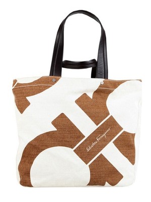 Salvatore Ferragamo women's handbag tote shopping bag canvas