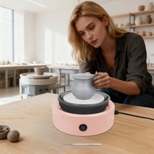 Adjustable Speed Pottery Machine Mini Pottery Wheel Machine with Foot Pedal Pink