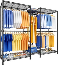 Heavy Duty E12 Clothes Rack with Shelves, 960 lbs Capacity, Black