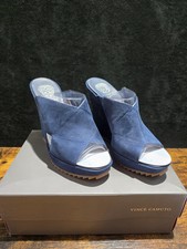 Vince Camuto Garton Navy Blue Suede Platform Wedges Women’s US 9 M NIB