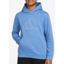 Adidas Youth Blue Pullover Hoodie Athletic Fit with Kangaroo Pocket L