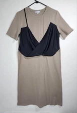 EUC Red Valentino Size 40 Beige And Black Asymmetrical Top Shirt Dress