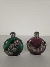 Two First Impressions Glass England Ruby And Green Perfume Bottles