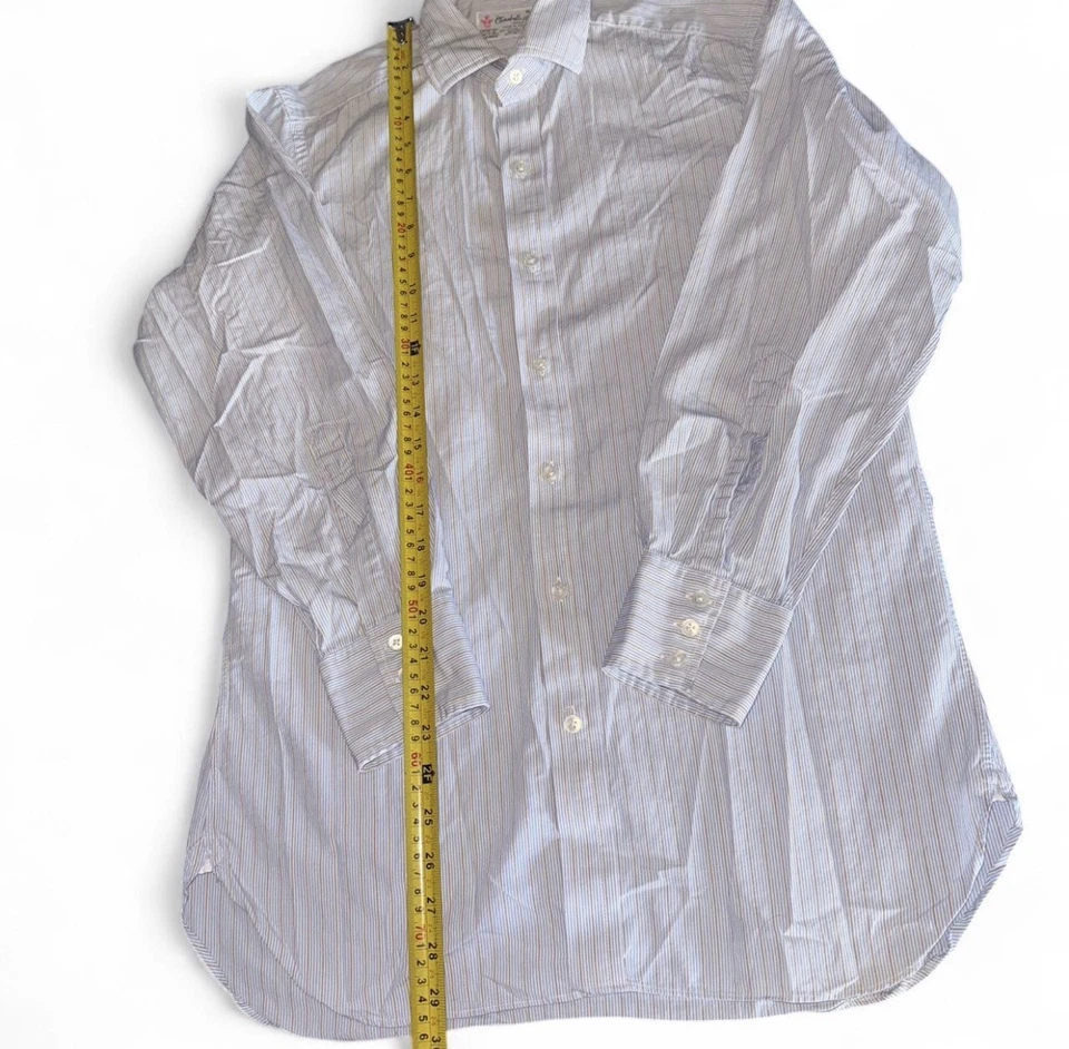 Camisa de vestir Turnbull & Asser London para hombre 15 38 cm azul marrón a rayas Foto 3 de 4