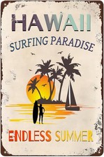 Hawaii Surfing Paradise Endless Summer Vintage Tin Metal Signs Home D cor,Summer