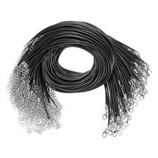100 Pack 18" Waxed Necklace Cord, 2mm Bracelet Cord with Lobster Clasp Black 