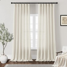 DUKIYO Natural Linen Curtains 84 Inches Long 50"W x 84"L Pack of 2 ,