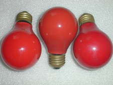 Three Vintage 25 Watt Red Light Bulbs GE