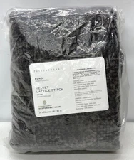 NEW Pottery Barn Velvet Lattice Stitch Quilted Sham~Gray~EURO