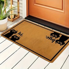 2D Welcome Farewell Cat Style Doormat Non-Slip Floor Mat for Entryway Home Decor