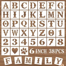 6 Inch Letter Stencils and Numbers, 38 Pcs Alphabet DIY Craft Stencils, Reusa...