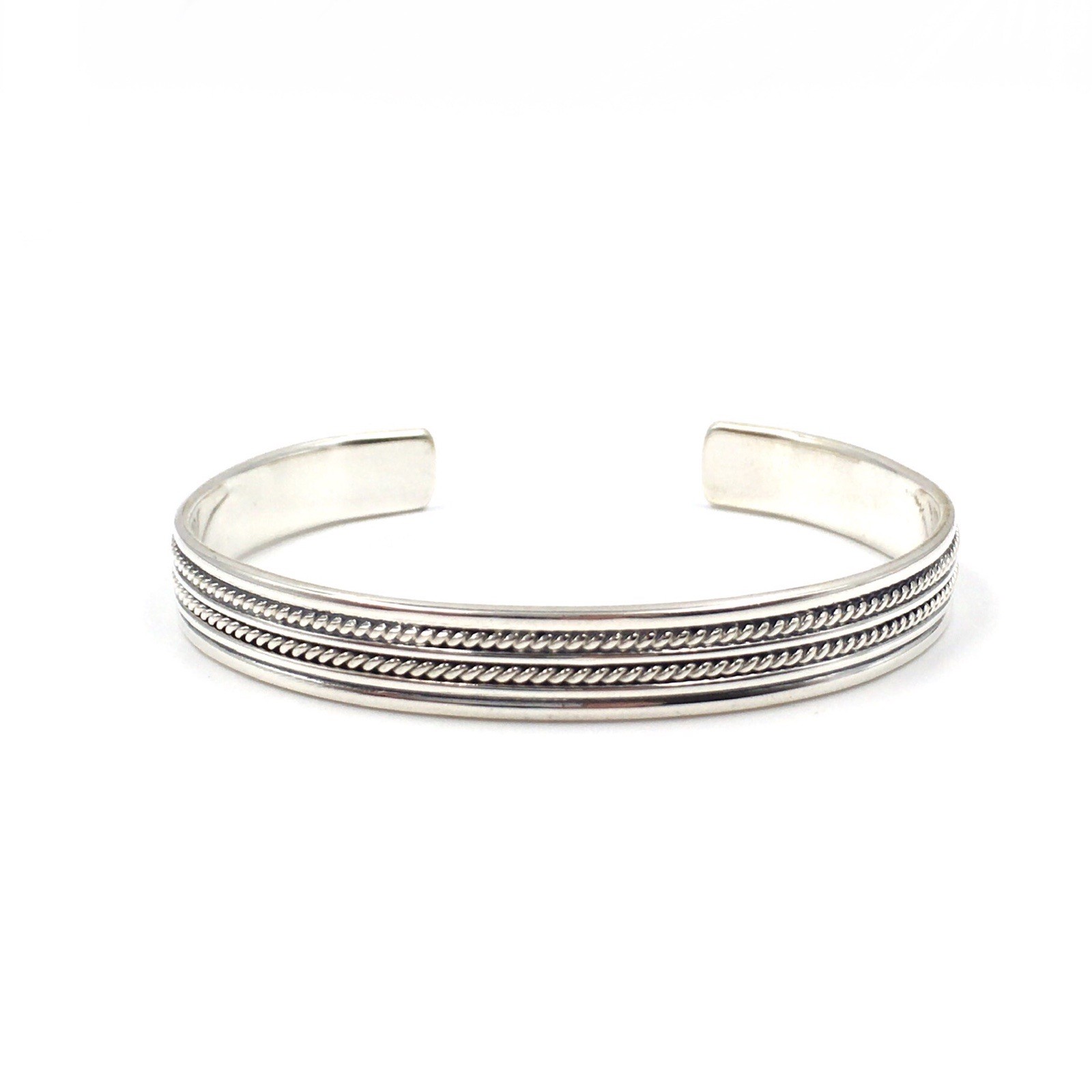 925 Silver Solid Bangle 18cm Modern Jewellery Ban… - image 1