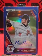 2021 Panini Prizm Draft BLUE REFRACTOR #61/99 AUTO Mason Montgomery RC RAYS