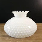 Vtg White Milk Glass Hobnail Ruffled Replacement Hurricane Lamp Shade 12" Fitter