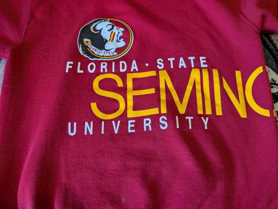 Sudadera DE COLECCIÓN Florida State Seminoles Para Hombres XL Envoltura Logotipo Cuello Redondo Años 90 Foto 2 de 4