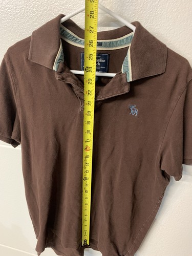 Abercrombie & Fitch Men's L Vintage Look Muscle Fit Brown Cotton Polo Type - Picture 5 of 5