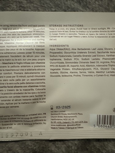 Mz Skin Vitamin-Infused Meso Face Mask - 5 Masks Women's - Picture 4 of 4