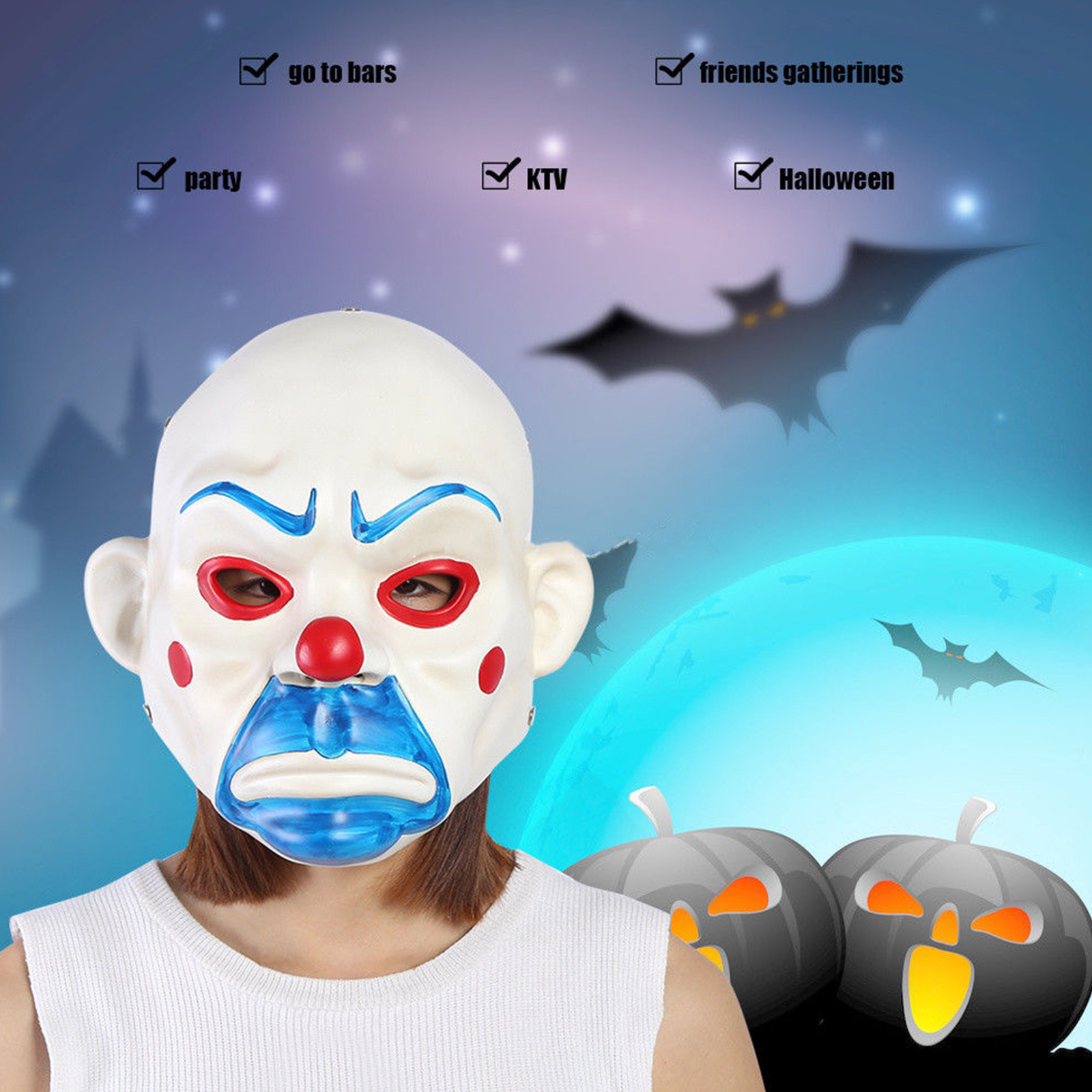 Mascarada Resina de alta calidad Payaso batman Máscara de ladrón de Joker Bank