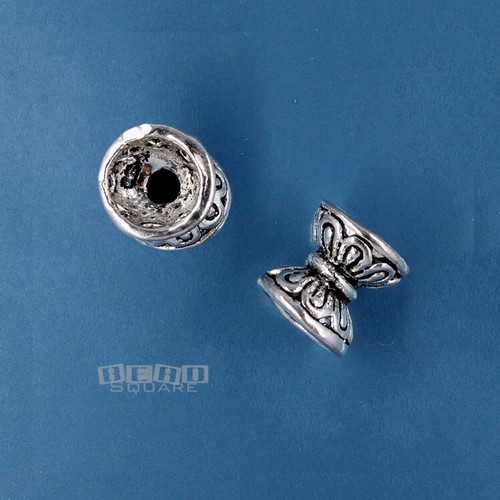 Antiqued Sterling Silver Hourglass / Double Cap Bead Spacer (Choose Size) - Picture 4 of 6